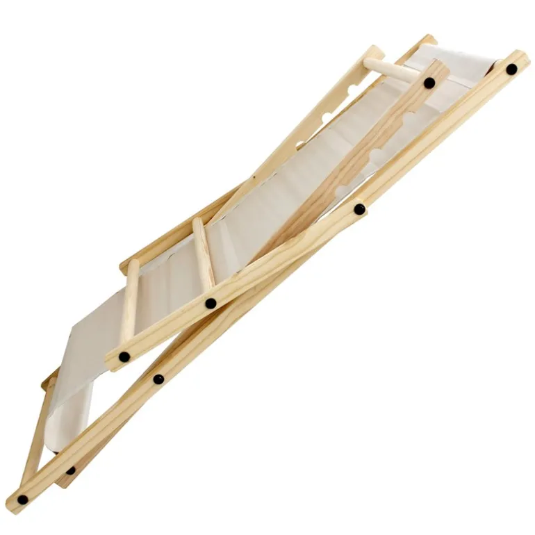 Gartenliege Holz 2er Set Beachstuhl klappbarer Strandstuhl Strandliege Campingliege Sonnenliege Beige Klappliegestuhl Relaxliege