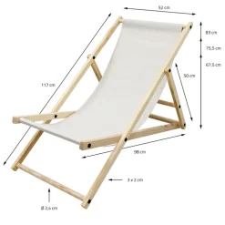 Gartenliege Holz 2er Set Beachstuhl klappbarer Strandstuhl Strandliege Campingliege Sonnenliege Beige Klappliegestuhl Relaxliege