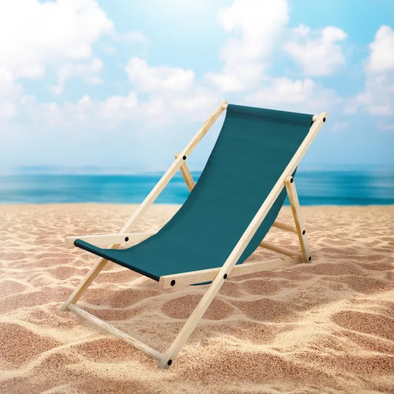 Gartenliege Holz 2er Set Beachstuhl klappbarer Strandstuhl Strandliege Campingliege Sonnenliege Dunkelgrün Klappliegestuhl Relaxliege