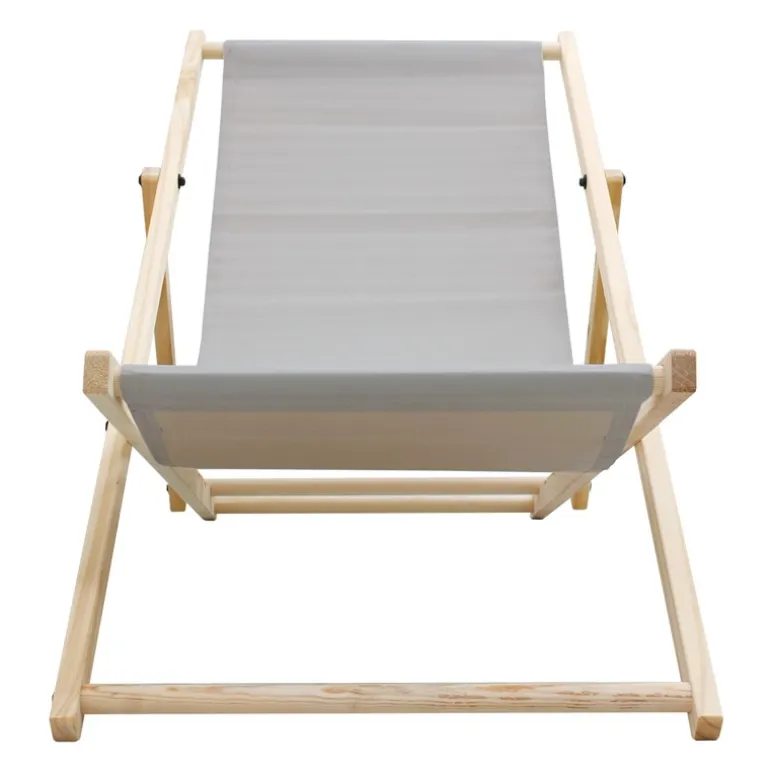 Gartenliege Holz 2er Set Beachstuhl klappbarer Strandstuhl Strandliege Campingliege Sonnenliege Hellgrau Klappliegestuhl Relaxliege
