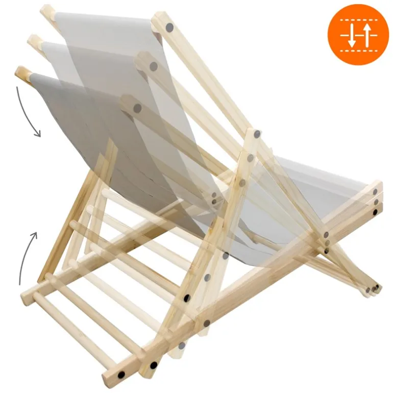 Gartenliege Holz 2er Set Beachstuhl klappbarer Strandstuhl Strandliege Campingliege Sonnenliege Hellgrau Klappliegestuhl Relaxliege