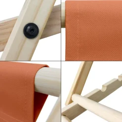 Gartenstuhl Strandliege Liegestuhl Sonnenliege Orange aus Holz klappbar