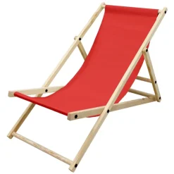 Gartenstuhl Strandliege Liegestuhl Sonnenliege Rot aus Holz klappbar