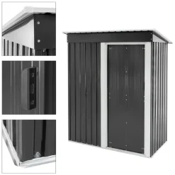 Gerätehaus 150x184x76 cm Grau aus Metall ML-Design