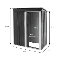 Gerätehaus 150x184x76 cm Grau aus Metall ML-Design