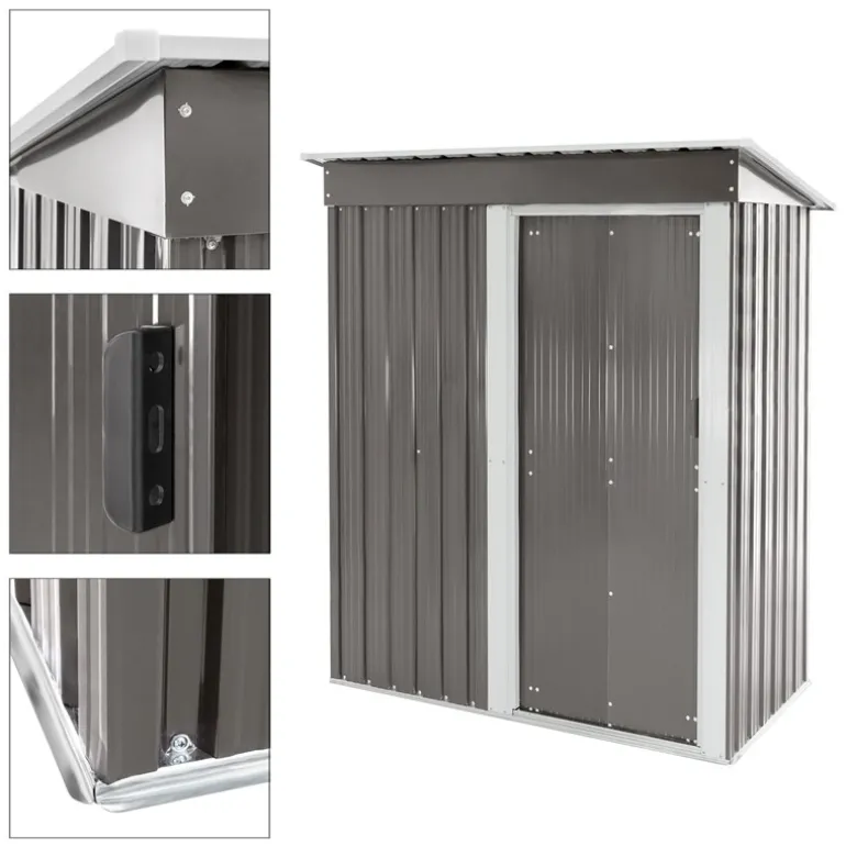 Gerätehaus 150x184x76 cm Hellgrau aus Metall ML-Design