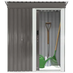 Gerätehaus 150x184x76 cm Hellgrau aus Metall ML-Design