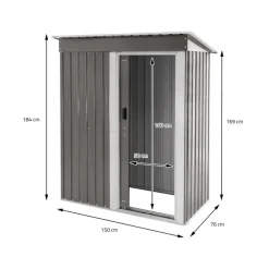 Gerätehaus 150x184x76 cm Hellgrau aus Metall ML-Design