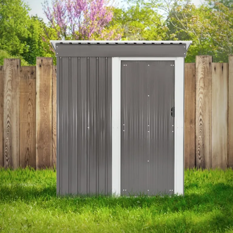 Gerätehaus 150x184x76 cm Hellgrau aus Metall ML-Design