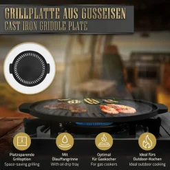 Grillplatte mit zwei Griffen Ø 32 cm aus Gusseisen BBQ#BOSS