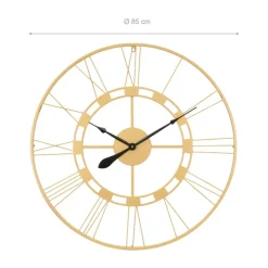 Große Wanduhr Ø 85 cm Altgold aus Eisen mit römischen Ziffern WOMO-Design