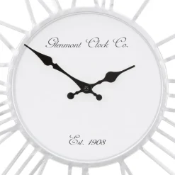 Große Wanduhr Ø 85 cm Weiß/Natur aus Holz mit römischen Ziffern WOMO-Design
