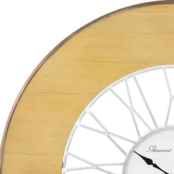Große Wanduhr Ø 85 cm Weiß/Natur aus Holz mit römischen Ziffern WOMO-Design
