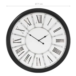 Große Wanduhr Ø 71 cm Weiß/Schwarz aus Holz mit römischen Ziffern WOMO-Design