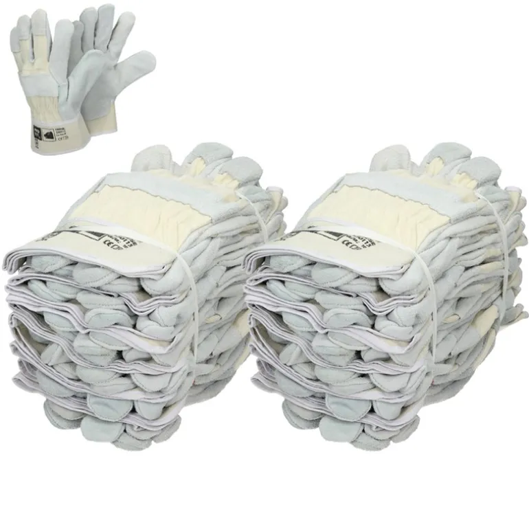 Handschuhe Rindspaltleder Natur L 24 Paar
