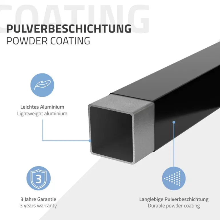 Handtuchhalter ohne Bohren klappbar mit Klebepads 58 cm Schwarz aus Aluminium ML-Design