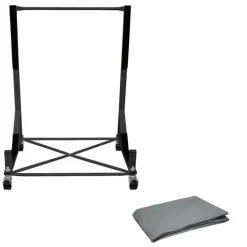 Hardtopständer mit 4 feststellbaren Rollen Schwarz aus Stahl und Hardtop Cover