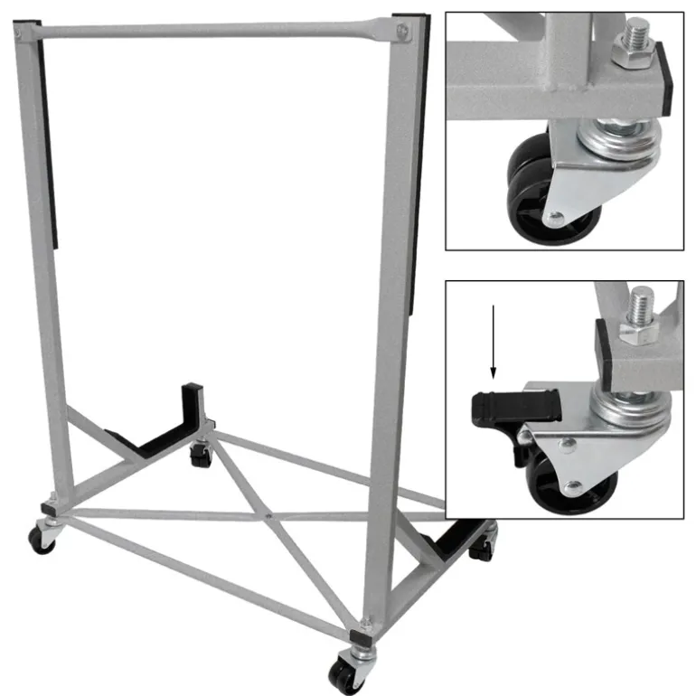 Hardtopständer mit 4 feststellbaren Rollen Silber aus Stahl und Hardtop Cover