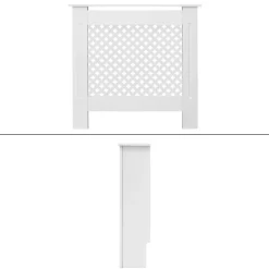 Heizkörperverkleidung mit Raute 78x19x82 cm Weiß aus MDF