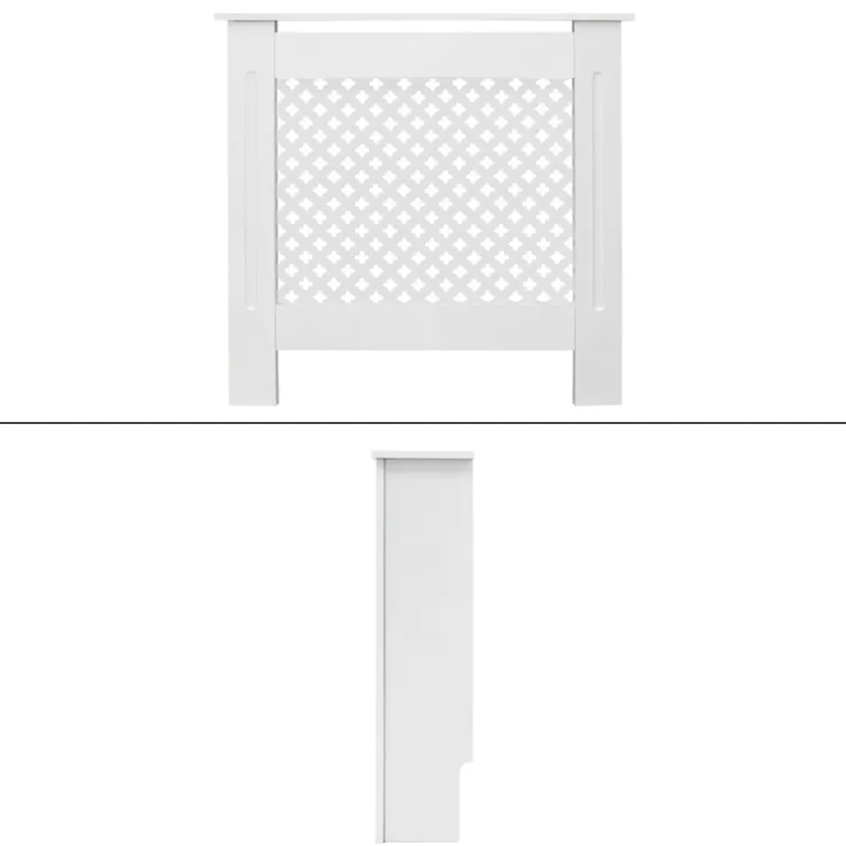 Heizkörperverkleidung mit Raute 78x19x82 cm Weiß aus MDF