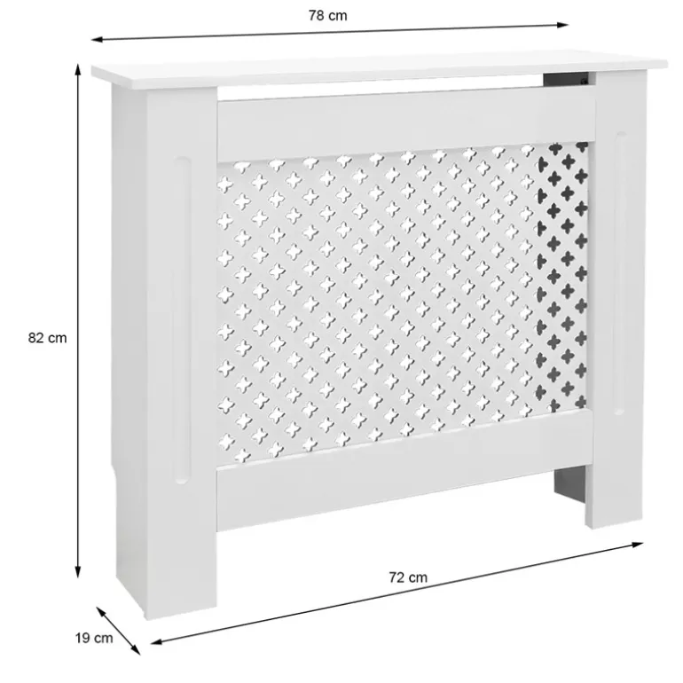 Heizkörperverkleidung mit Raute 78x19x82 cm Weiß aus MDF