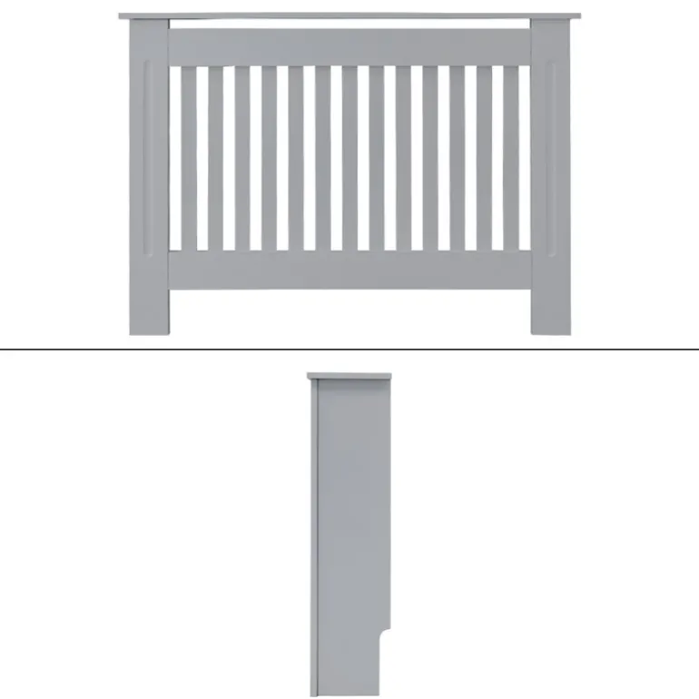 Heizkörperverkleidung 112x19x82 cm Landhaus Grau aus MDF ML-Design