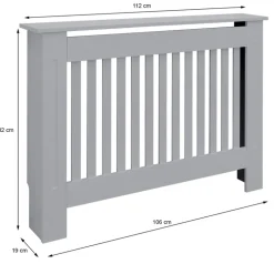 Heizkörperverkleidung 112x19x82 cm Landhaus Grau aus MDF ML-Design
