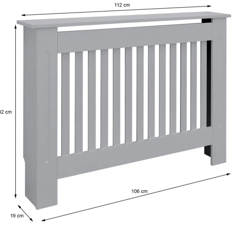 Heizkörperverkleidung 112x19x82 cm Landhaus Grau aus MDF ML-Design