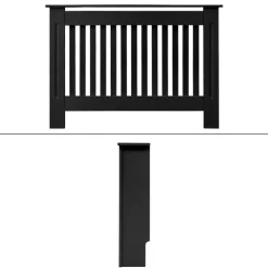 Heizkörperverkleidung 112x19x82 cm Landhaus Schwarz aus MDF
