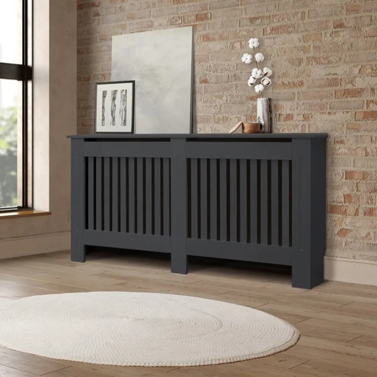 Heizkörperverkleidung 152x19x82 cm Landhaus Anthrazit aus MDF ML-Design
