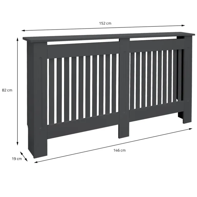 Heizkörperverkleidung 152x19x82 cm Landhaus Anthrazit aus MDF ML-Design
