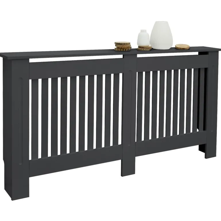 Heizkörperverkleidung 152x19x82 cm Landhaus Anthrazit aus MDF ML-Design