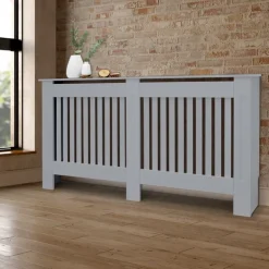 Heizkörperverkleidung 152x19x82 cm Landhaus Grau aus MDF ML-Design