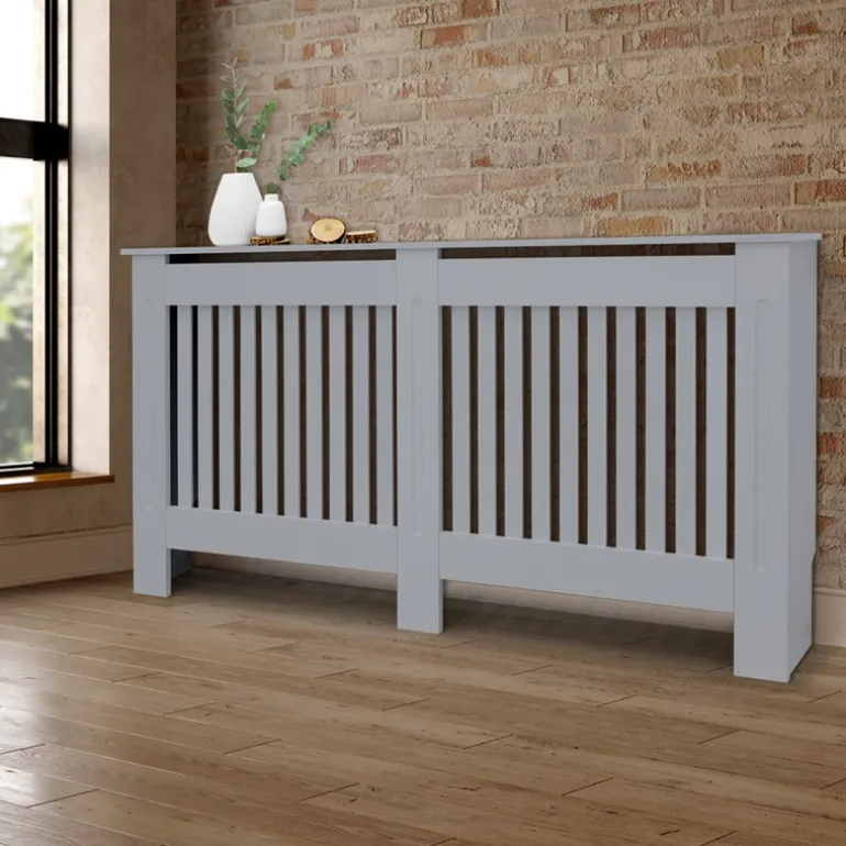 Heizkörperverkleidung 152x19x82 cm Landhaus Grau aus MDF ML-Design