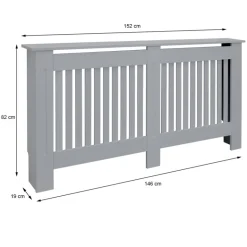 Heizkörperverkleidung 152x19x82 cm Landhaus Grau aus MDF ML-Design