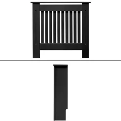 Heizkörperverkleidung 78x19x82 cm Landhaus Schwarz aus MDF