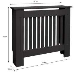 Heizkörperverkleidung 78x19x82 cm Landhaus Schwarz aus MDF