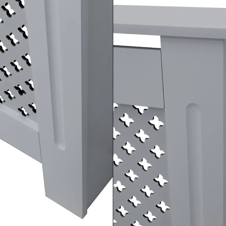 Heizkörperverkleidung 112x19x82 cm Raute Grau aus MDF ML-Design