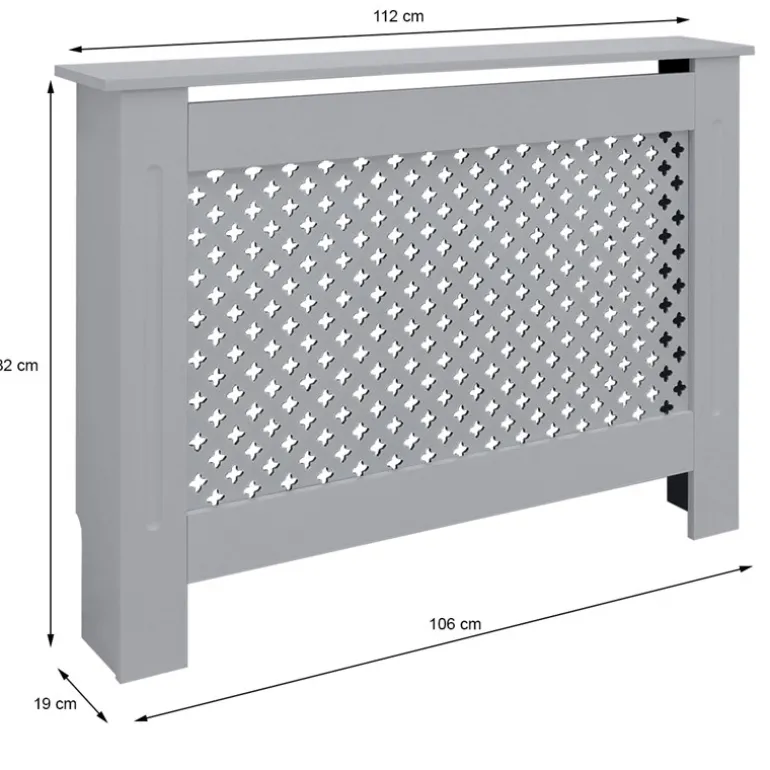 Heizkörperverkleidung 112x19x82 cm Raute Grau aus MDF ML-Design