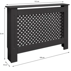 Heizkörperverkleidung 112x19x82 cm Raute Schwarz aus MDF