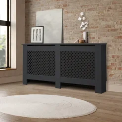 Heizkörperverkleidung 152x19x82 cm Raute Anthrazit aus MDF ML-Design