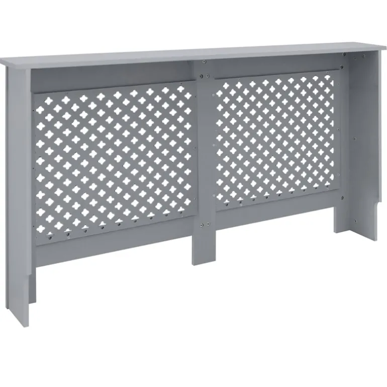 Heizkörperverkleidung 152x19x82 cm Raute Grau aus MDF ML-Design