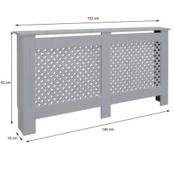 Heizkörperverkleidung 152x19x82 cm Raute Grau aus MDF ML-Design
