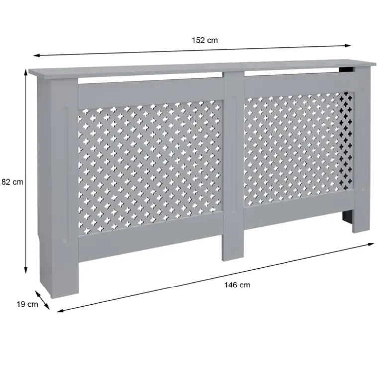 Heizkörperverkleidung 152x19x82 cm Raute Grau aus MDF ML-Design