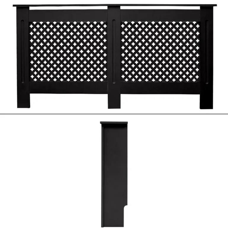 Heizkörperverkleidung 152x19x82 cm Raute Schwarz aus MDF