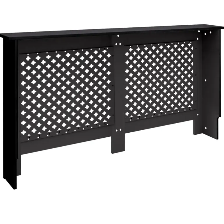 Heizkörperverkleidung 152x19x82 cm Raute Schwarz aus MDF