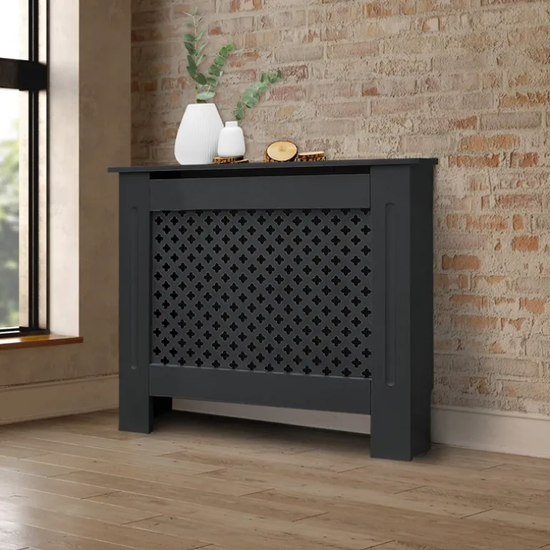 Heizkörperverkleidung 78x19x82 cm Raute Anthrazit aus MDF ML-Design