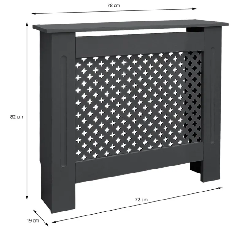 Heizkörperverkleidung 78x19x82 cm Raute Anthrazit aus MDF ML-Design
