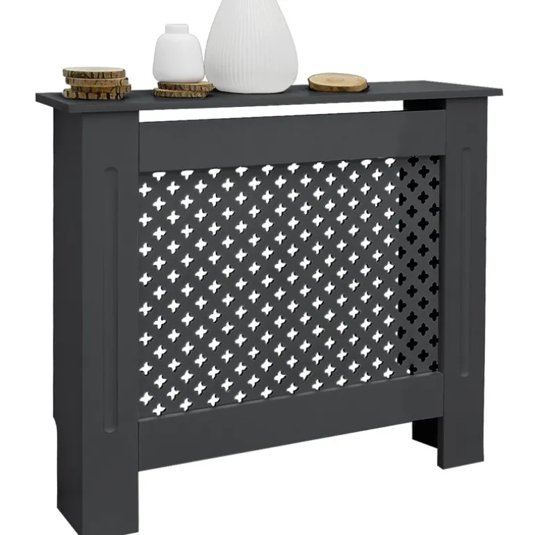 Heizkörperverkleidung 78x19x82 cm Raute Anthrazit aus MDF ML-Design