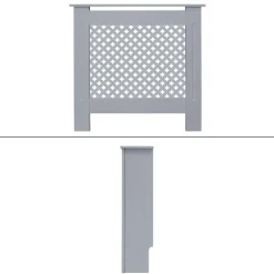 Heizkörperverkleidung 78x19x82 cm Raute Grau aus MDF ML-Design